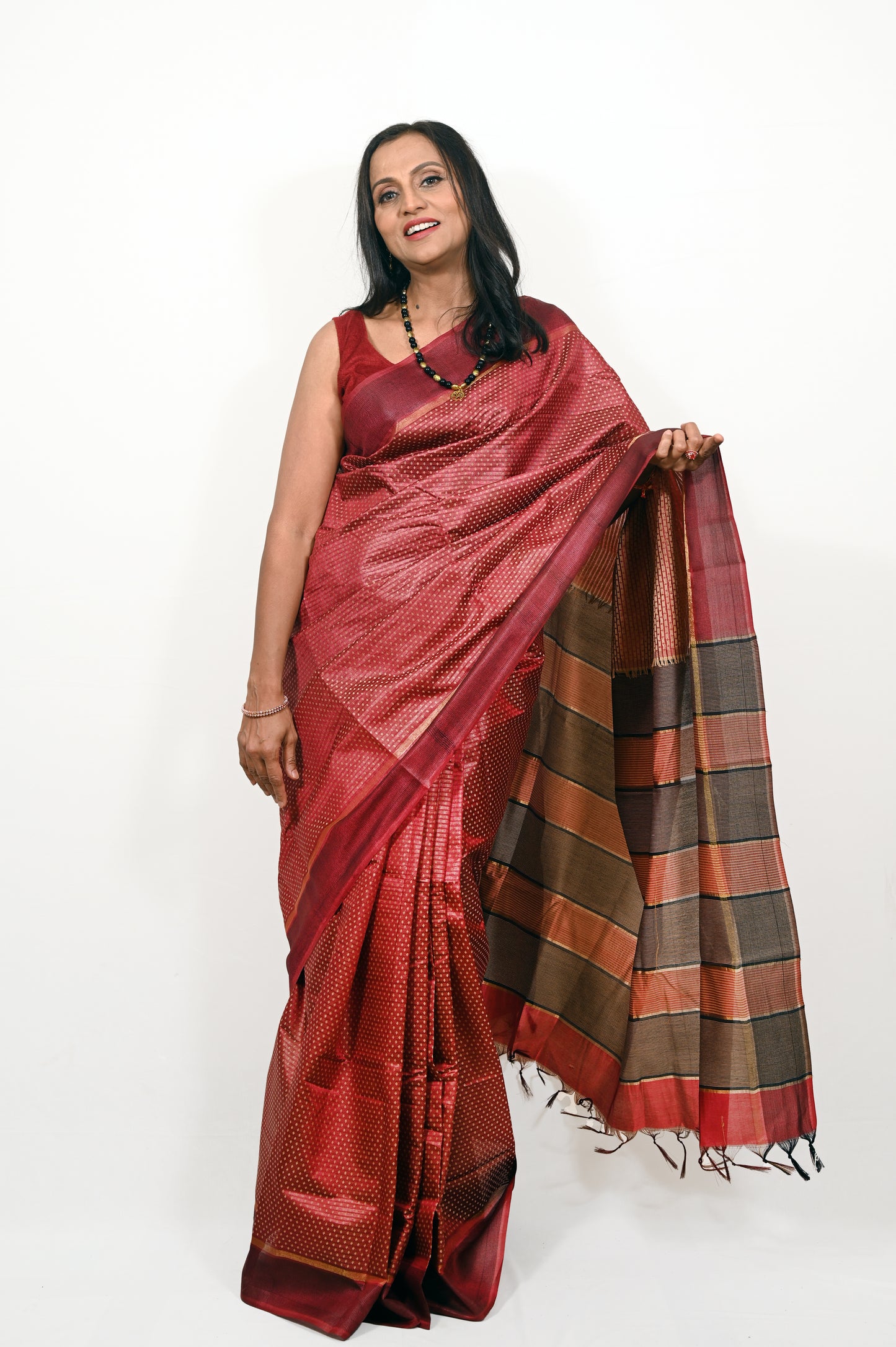 Pure Tussar Silk Saree in Brown Color