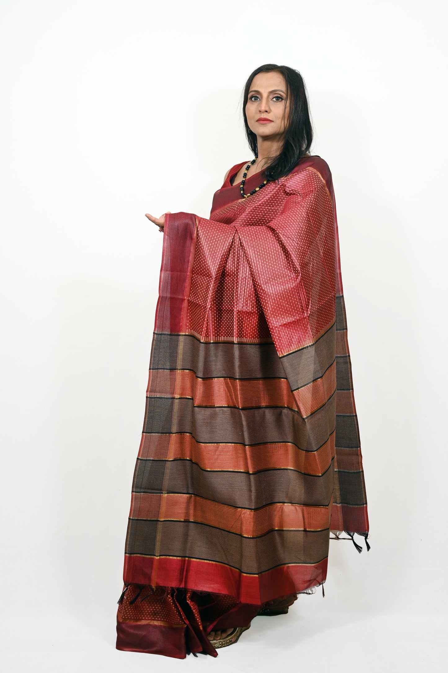 Pure Tussar Silk Saree in Brown Color