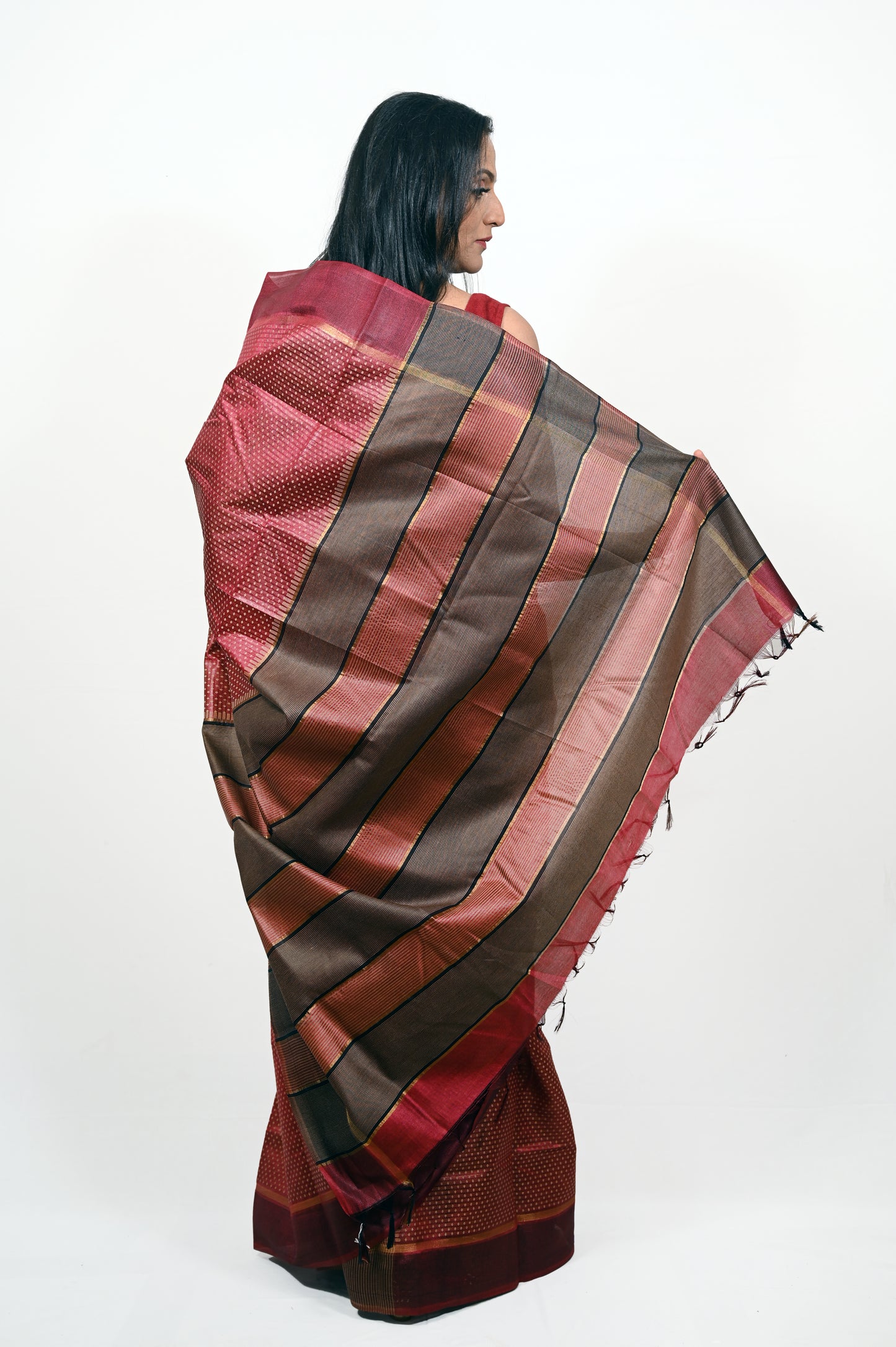 Pure Tussar Silk Saree in Brown Color