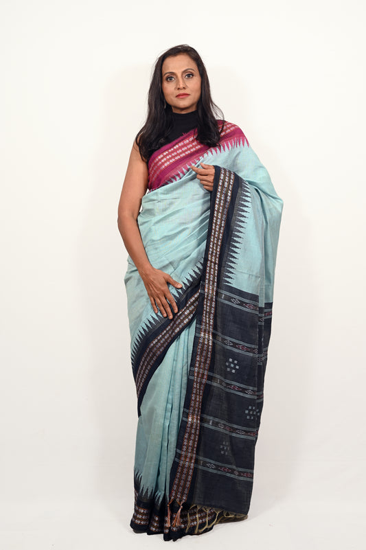 Raw Silk Ikkat and Vidarbha Temple Border Saree