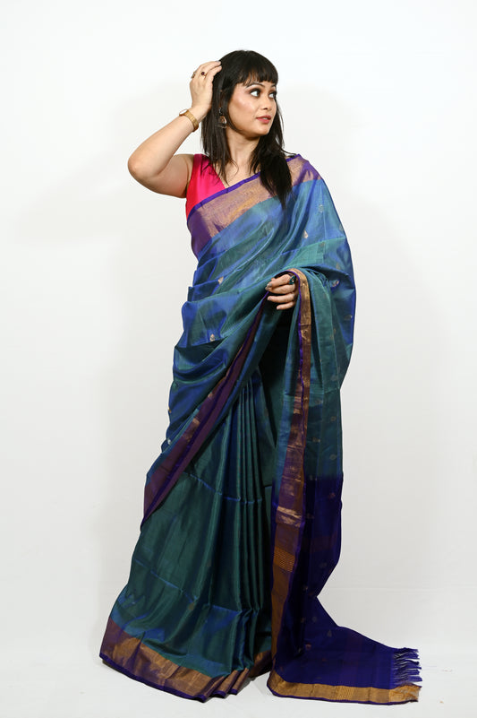 Blue Pure Silk Upada Saree