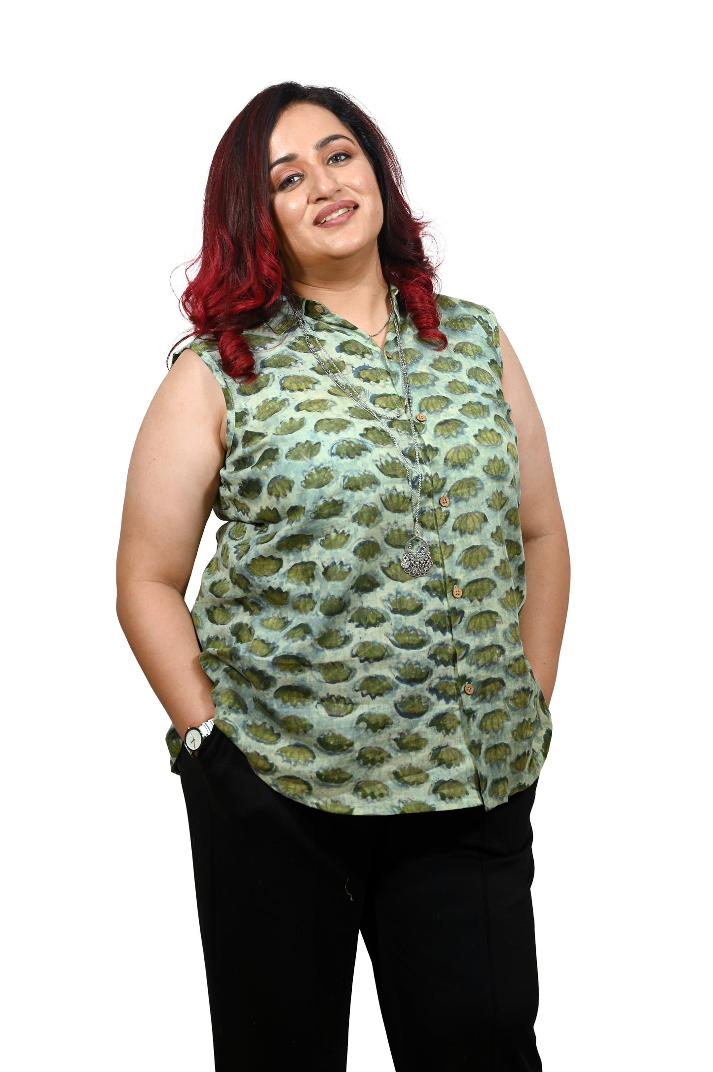 Sleeveless Multani Ajrakh Shirt