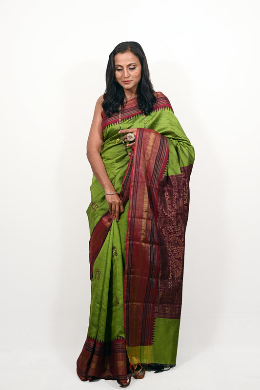 Green Raw Silk Saree