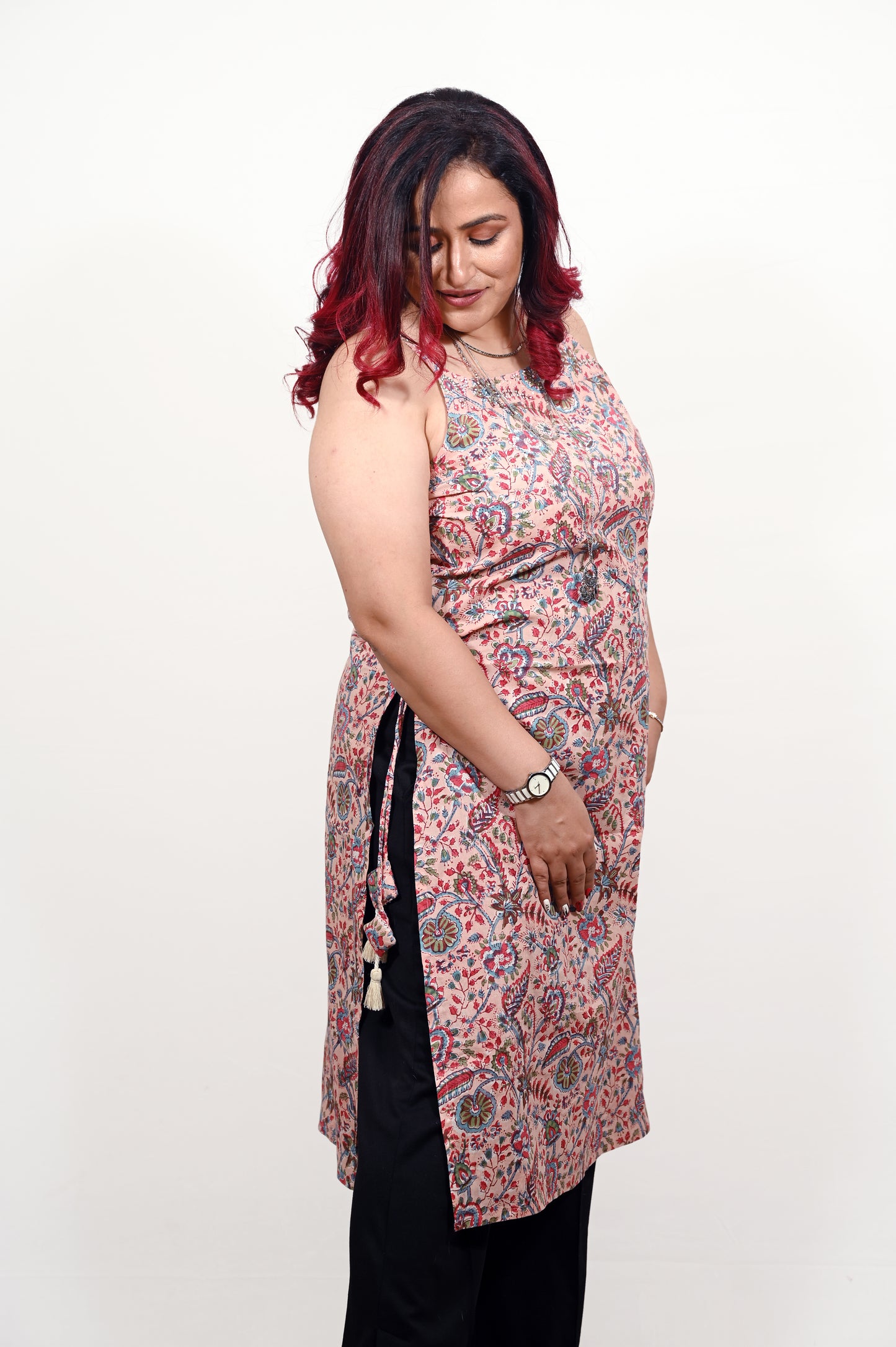Hand Block Printed Pure Cotton Kurti in Pink