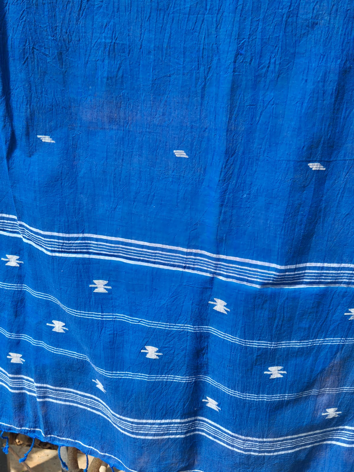 Indigo Handloom Jamdani Stole